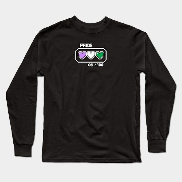 Genderqueer Pride Videogame Life Bar Hearts Long Sleeve T-Shirt by EmeryPens